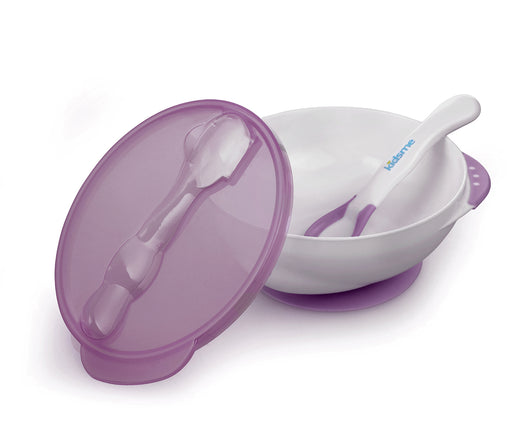 Suction Bowl with Ideal Temperature Feeding Spoon Set - Plum