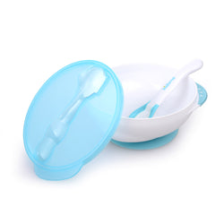 Suction Bowl with Ideal Temperature Feeding Spoon Set - Aquamarine