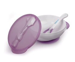 Suction Bowl with Ideal Temperature Feeding Spoon Set - Plum